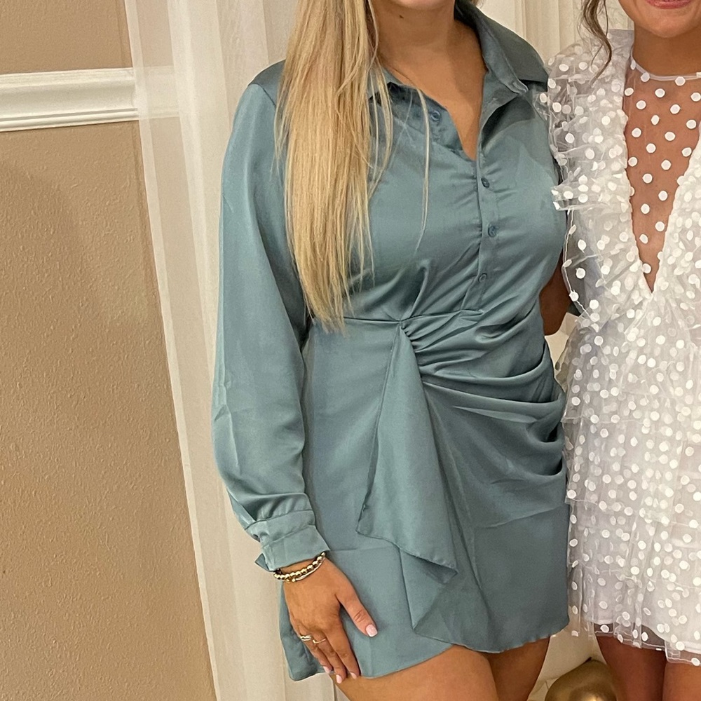 Long Sleeve Silk Dress